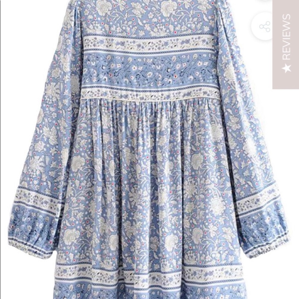 Goodnight Macaroon 'Katie' Bohemian Print Blue Tassel Dress - Picture 3 of 5